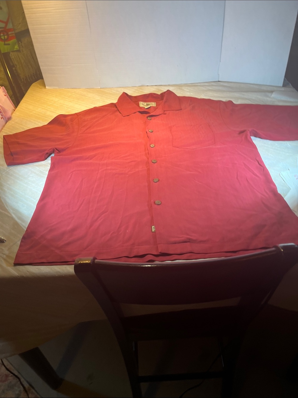 Seven Palm Solid Red Short-Sleeve  button down Shirt